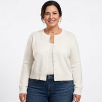 Women's Cropped Crew Neck Button Cardigan