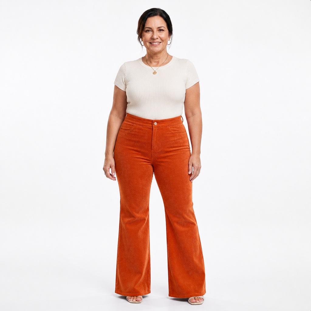 Women's Plus Size 70s Corduroy Bell Bottom Pants
