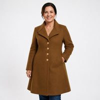 Women's Gold Button Military Style Swing Coat