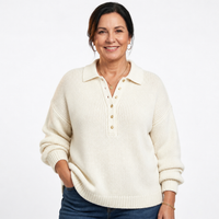 Women's Collared Half Button Polo Sweater
