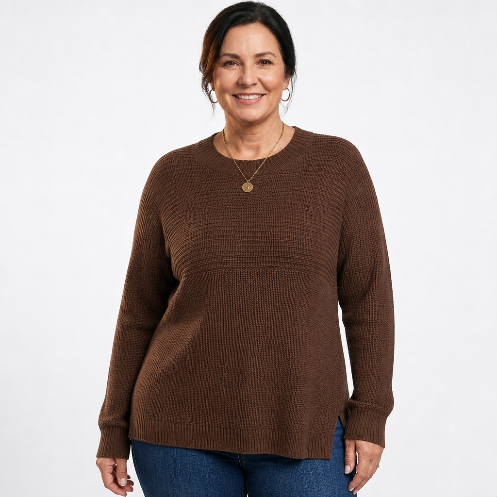Women's Slouchy Rib Knit Side Slit Sweater