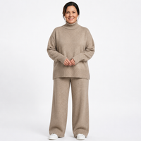 Women's Turtleneck Sweater Wide Leg Pants Set