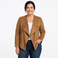 Women's Faux Suede Waterfall Drape Jacket