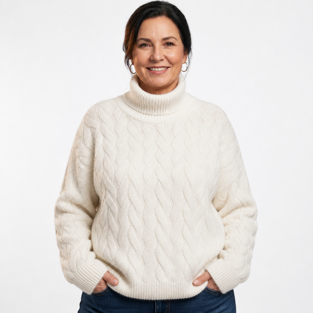 Women's Oversized Chunky Cable Knit Turtleneck Sweater