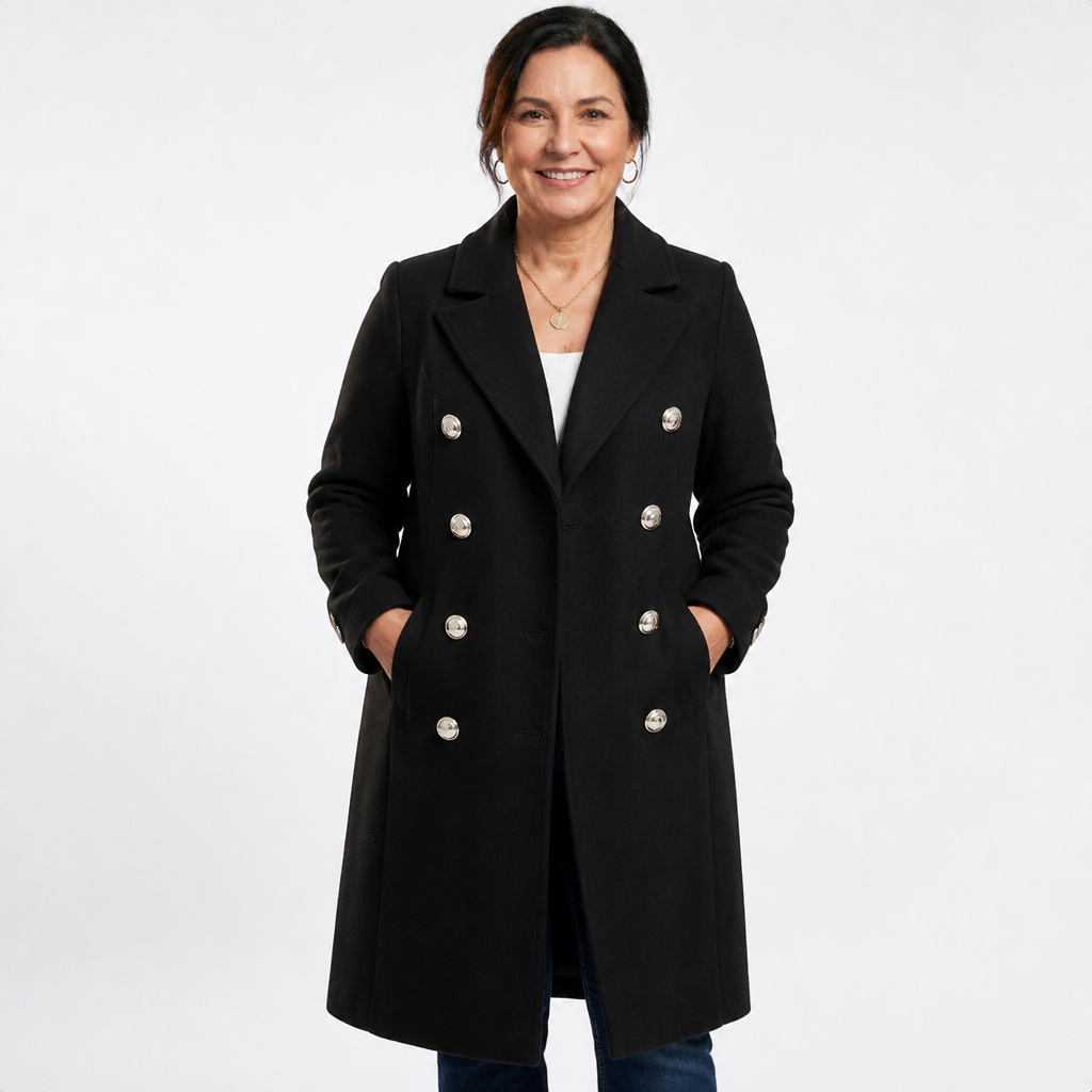 Women's Plus Size Long Double Breasted Overcoat