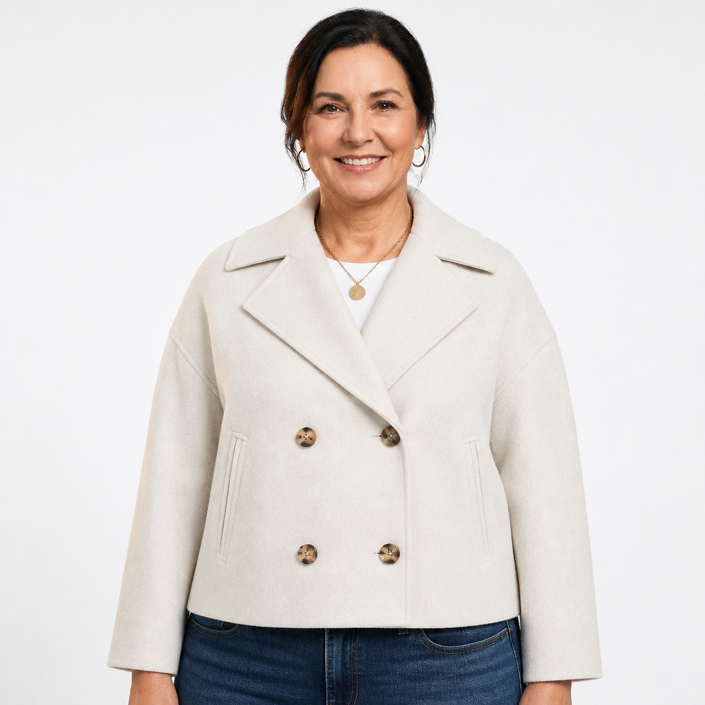 Women's Boxy Cropped Double Breasted Blazer - White