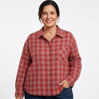 Women's Plaid Flannel Button Up Shirt