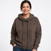 Women's Ribbed Knit Drawstring Hoodie Sweater
