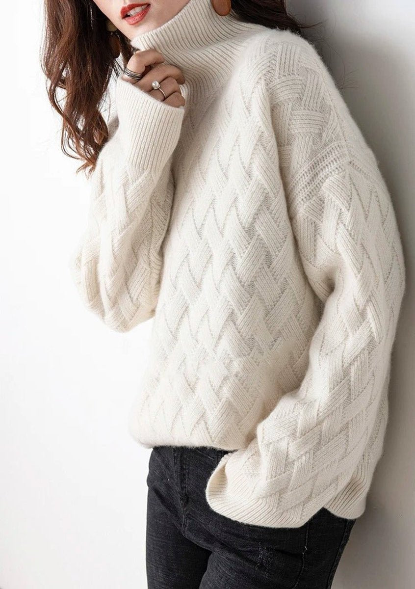 Women's Oversized Chunky Cable Knit Turtleneck Sweater